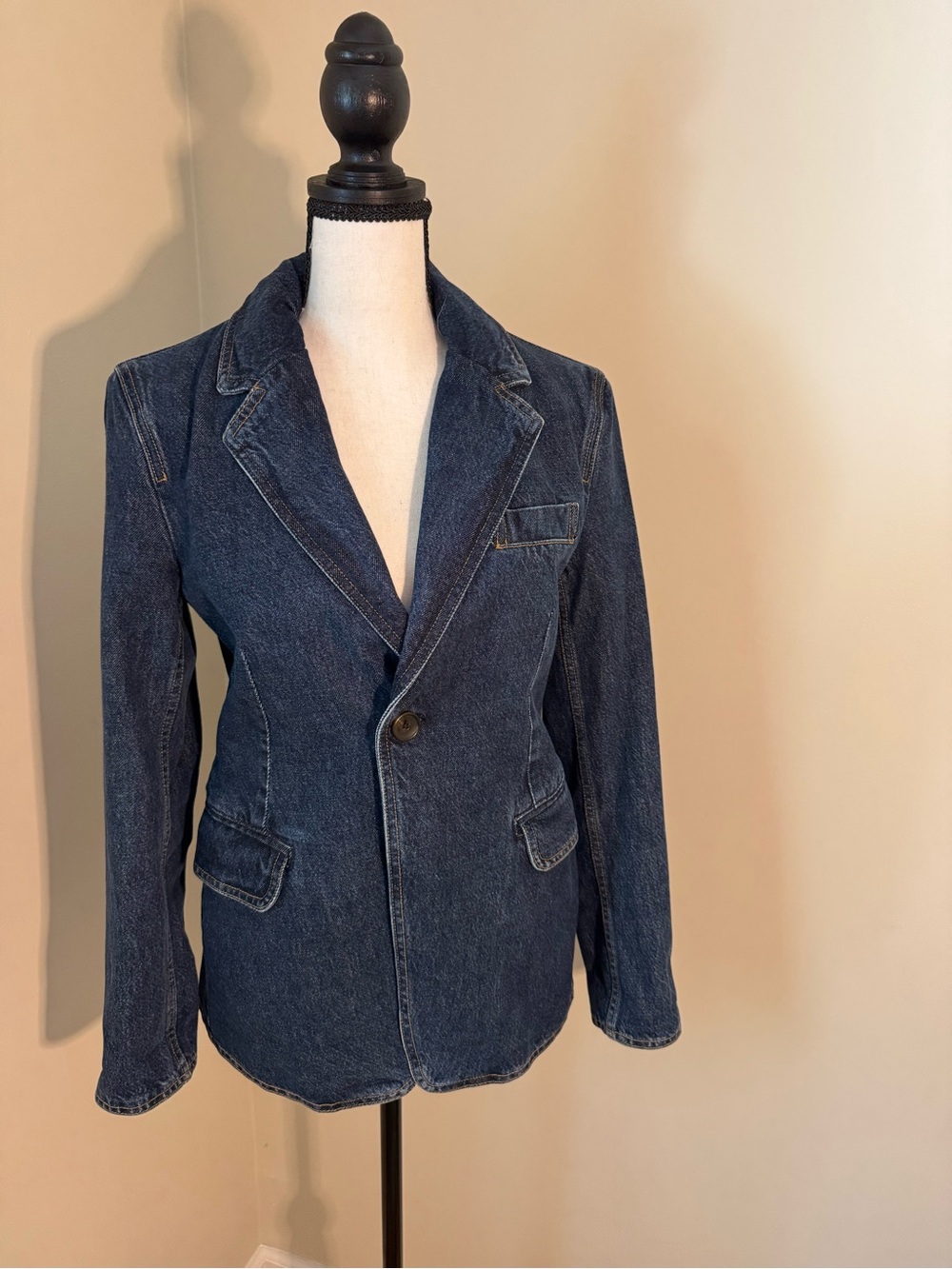 A.L.C. Indigo Denim Single-Button Blazer